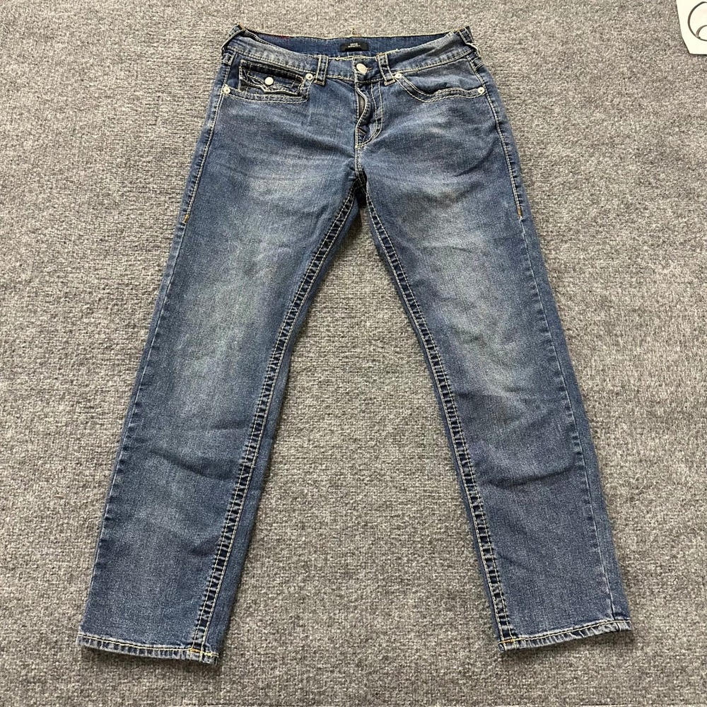 True Religion Jeans Mens Size 32 Blue Geno Relaxed Slim Viscose Denim Pants